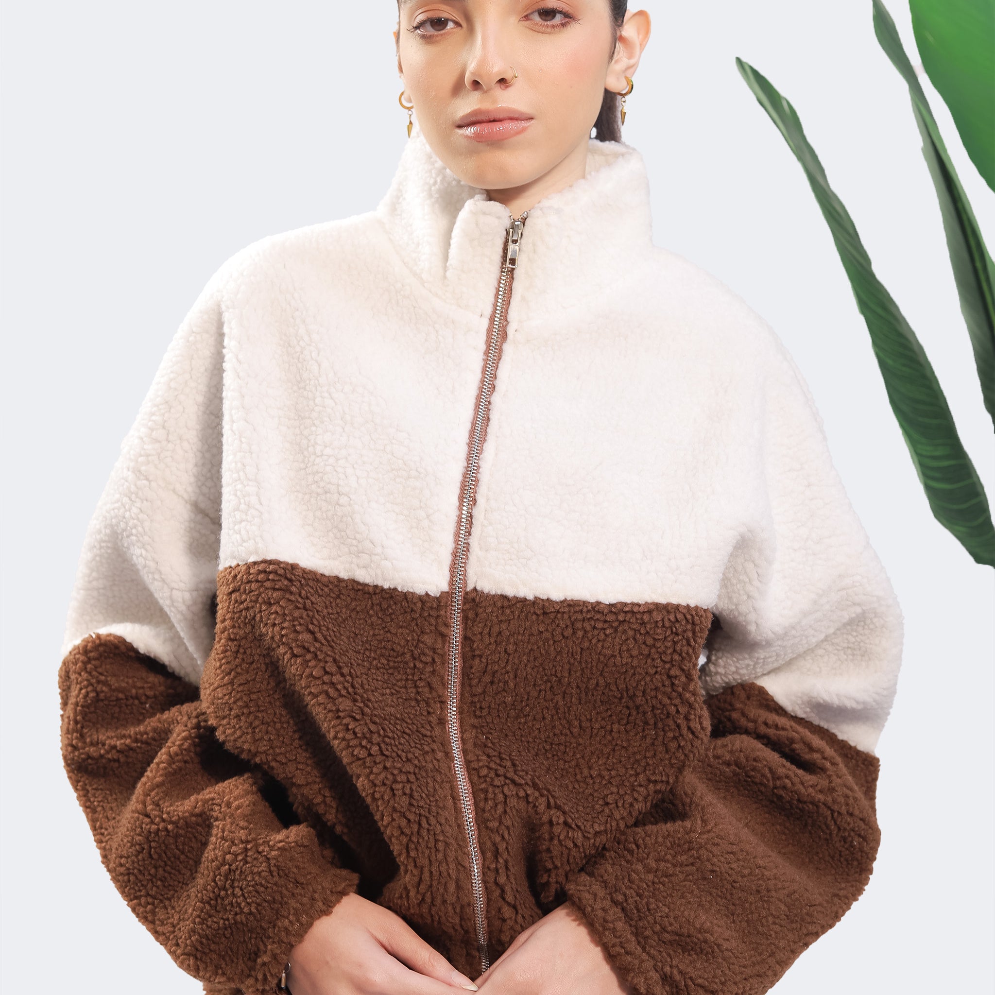 Brown & White Sherpa Jacket