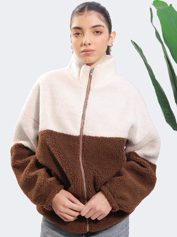 Brown & White Sherpa Jacket