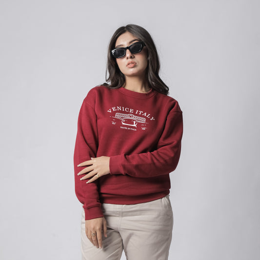 Maroon Printed Sweatshirt