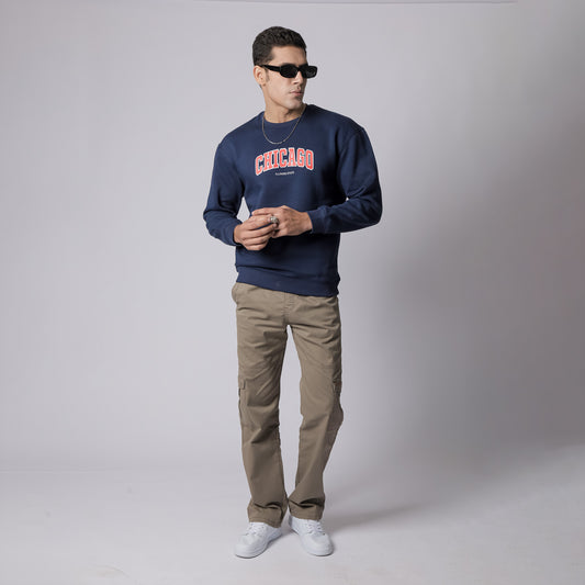 Navy Printed Sweatshirt