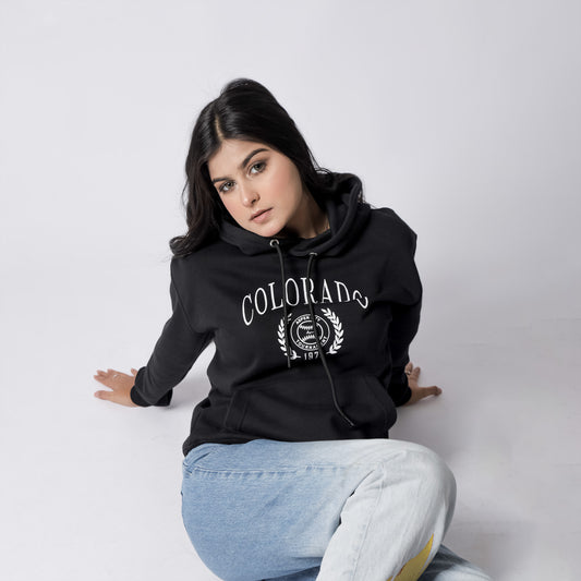 Black Printed Hoodie