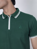 green polo shirt with zip