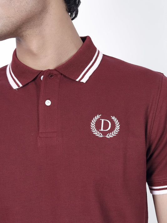 Maroon Polo shirt made of cotton fabric