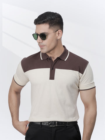 Cream / Brown Polo Shirt