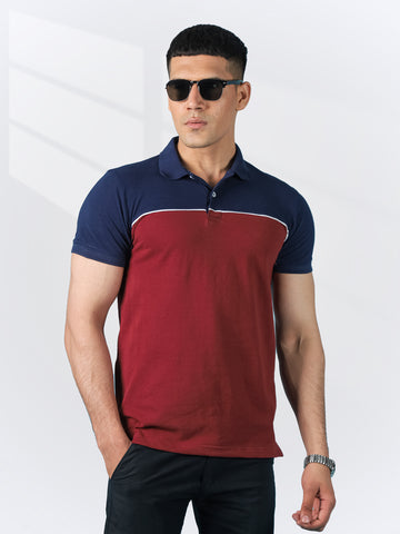 Navy / Red Color Panel Polo