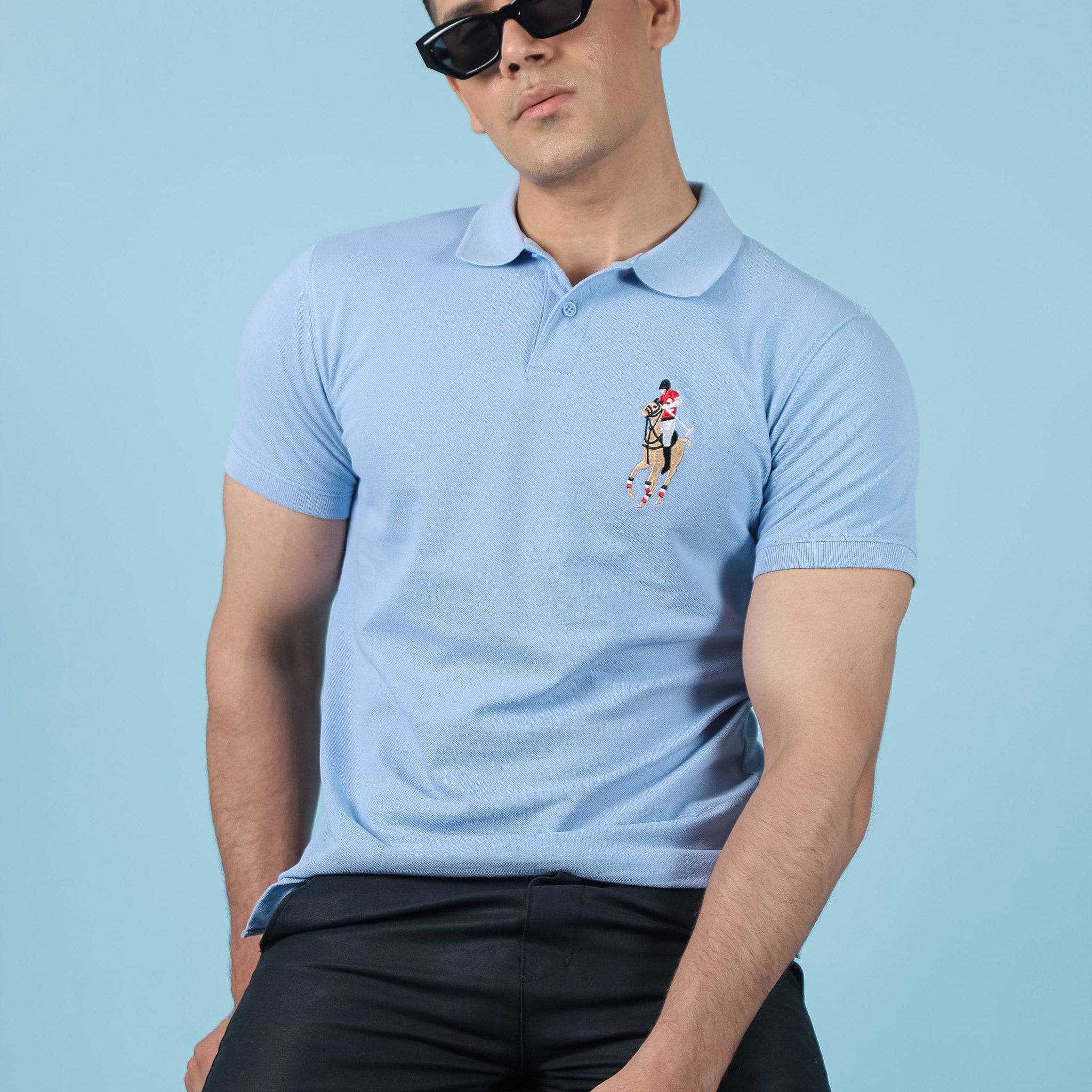 Sky Blue Embroidery Polo