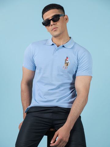 Sky Blue Embroidery Polo