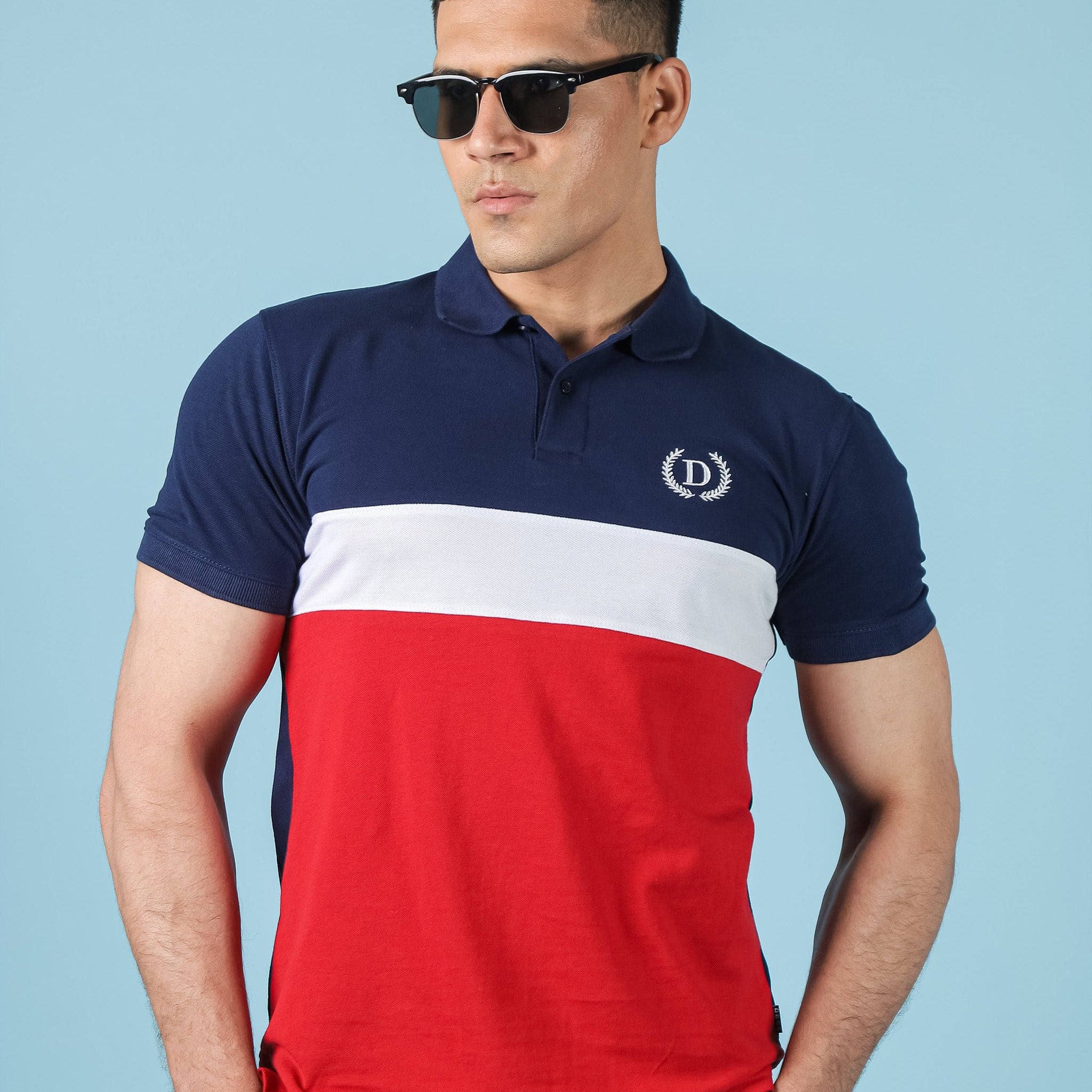 Navy / Red Color Panel Polo