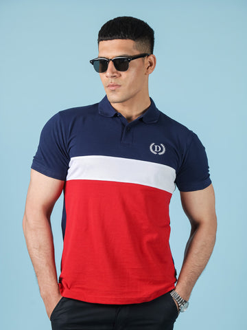 Navy / Red Color Panel Polo