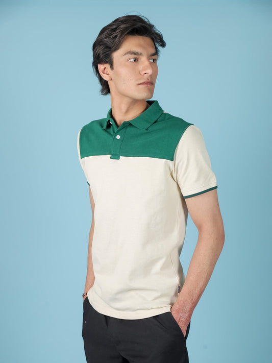 Cream / Green Polo Shirt