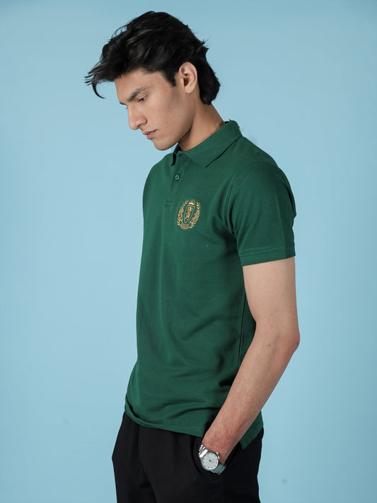 Green Embroidery Polo