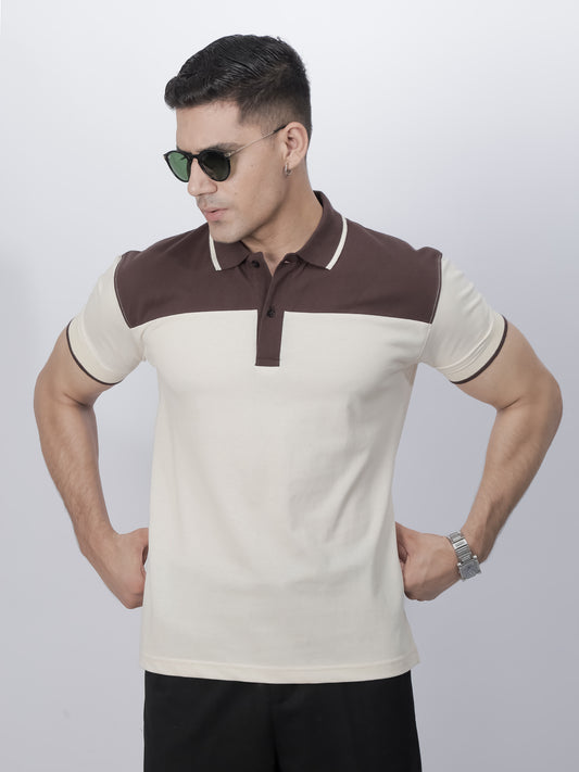 Cream / Brown Polo Shirt