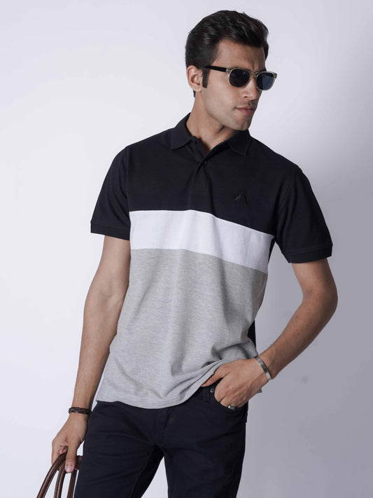 Tri Color Panel Polo Shirt